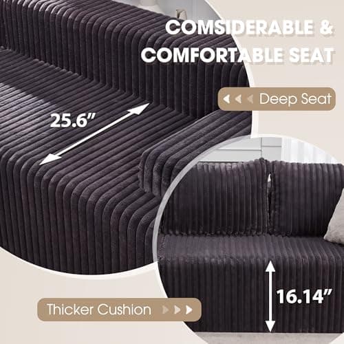 Hobestluk Modular Sectional Sofa Couches L-Shape Couch 3 Seat Modular Sofa Memory Foam Sectional Couches for Living Room, Cloud Couch with Oversized Chaise (96" Left Facing Chaise) 8