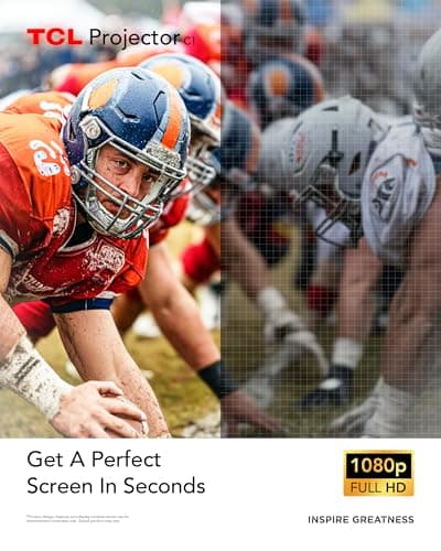 TCL C1 Smart Projector 4K Support, Google TV & Netflix Officially Licensed, WIFI and Bluetooth, Auto Focus Keystone, Native 1080p, Dolby Audio, 285° Portable Mini Projector for Home Theater 6