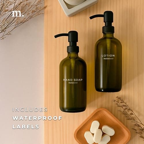 MaisoNovo Soap Dispenser 2-Piece Set | 16.9oz Green Bottles with Black Plastic Pumps 6