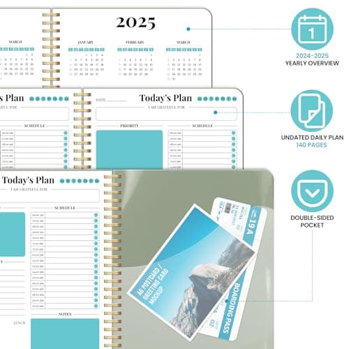 Undated Daily Planner With Hourly Schedule, Spiral To Do List Notebook to Organize Your Daily Tasks and Agendas(6.9" x 9.9"), School Or Office Supplies for Women & Men - Green 6