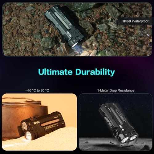 LOOP GEAR SK05 2850 LM Rechargeable Flashlight with 6000mAh Power Bank, IP68 Waterproof EDC Flashlight, Magnetic Camping Light with Flood/Spot/RGB Sidelight for Outdoor Hiking Emergency Survival Gear 8