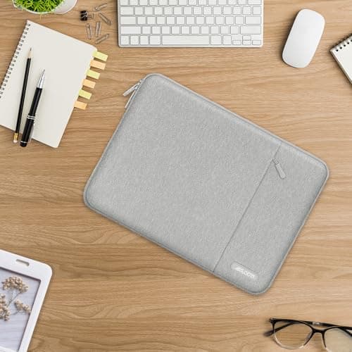 MOSISO Laptop Case 13.3 inch, 13-13.3 inch Laptop Sleeve Compatible with MacBook Air/Pro 13/Pro 14 M5 M4 M3 M2 M1, HP Dell ASUS Lenovo,Polyester Vertical Computer Sleeve Bag with Pocket, Gray 9