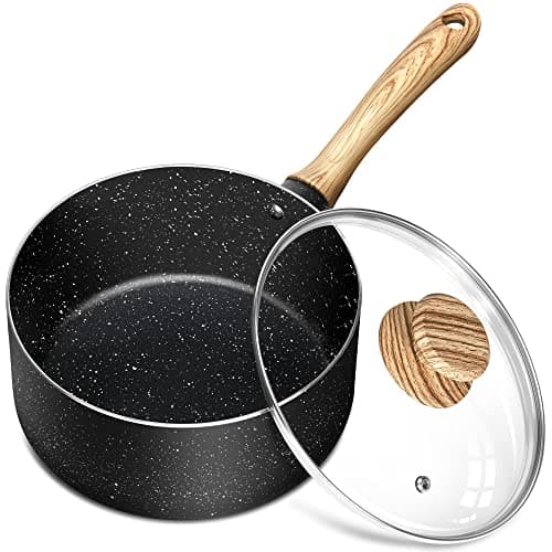 MICHELANGELO Saucepan with Lid, Nonstick 3 Quart Sauce Pan with Granite Coatings, Small Pot with Lid, Stone Sauce Pan 3 Quart, Sauce Pot