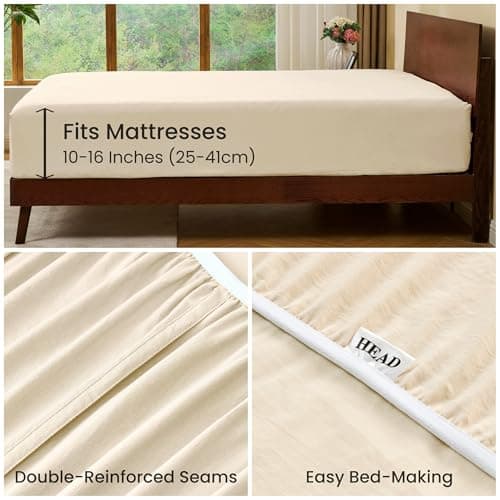 GOKOTTA King Fitted Sheet Only, 16-Inch Deep Pocket King Size Fitted Sheet with Elastic Corner Straps -Washed & Brushed Microfiber Polyester- Ultra Soft, Hotel Luxury, Non Slip, Wrinkle-Free - Beige 7