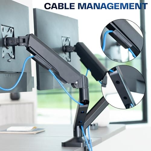 VIVO Dual Pneumatic Arm Ultra-Wide Monitor Mount for up to 35 inch Screens, Holds 26.4 lbs per Arm, Desk Mount Monitor Stand for 2 Ultrawides, Black, STAND-V200O 9