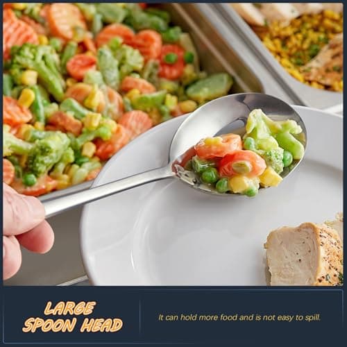 AYFDISHS Serving Spoons 8.7 Inches Slotted Serving Spoon Large Cutlery for Catering Buffet, Mirror Polished, Dishwasher Safe, 4 Pieces 5