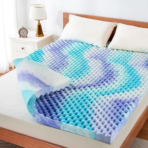 Marsail Queen Size Mattress Topper, 3-inch Egg Crate Memory Foam Mattress Topper, CertiPUR-US Certified