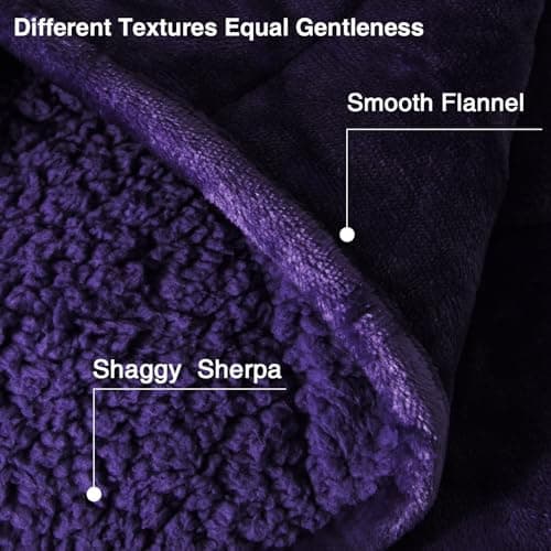 Aemicion Weighted Blanket Queen Size 15lbs,Dual Sided Cozy Fluffy Sherpa Heavy Weighted Blankets for Adults,Ultra Fuzzy Throw Blanket with Soft Plush Flannel Top,60 x 80 inches Purple on Both Sides 5