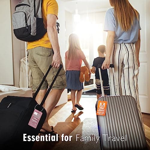 FamiB Luggage Tags for Suitcase - Black Personalized Engraved Metal Tag for Cruise Travel - Custom Name Tags Suitable for Bags and Backpacks,Vertical (2x3.5'') 6