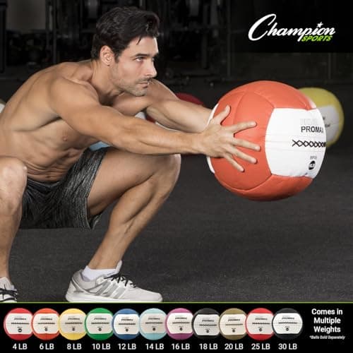 Champion Sports RPX4 Rhino Promax Slam Balls, 4 lb, Soft Shell with Non-Slip Grip, Medicine Wall Exercise Ball for Weightlifting, Plyometrics, Cross Training, & Home Gym Fitness 5