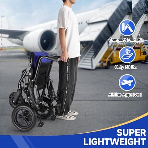 DeerPlanet Folding Electric Wheelchair for Adults Seniors 30 Lbs Updated Lightweight All Terrain Motorized Wheelchair Compact Power Wheelchair with Removable Battery Liftable Armrest Airline Approved2 7