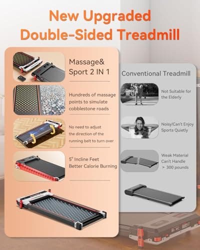 Walking Pad Treadmill, Anylife Incline Walking Pads Under Desk 330lb Capacity, 2.5HP Portable Treadmills for Home, Compact Treadmill Small Running Pad with LED Display, Remote Control, White Black 8