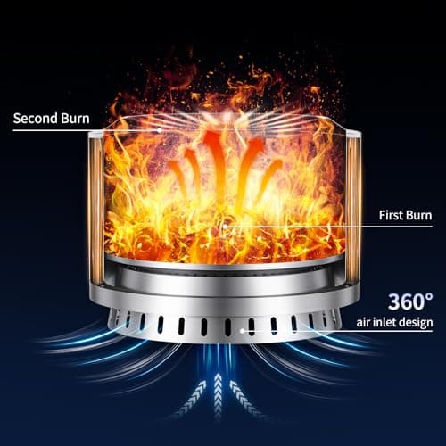 Panovue 22 inch Smokeless Fire Pit with Waterproof Cover, Stainless Steel Outdoor Smokeless Firepit, Wood Burning Fire Pits for Camping, Bonfire,Low Smoke Firepit for Outside[Slivery] 5