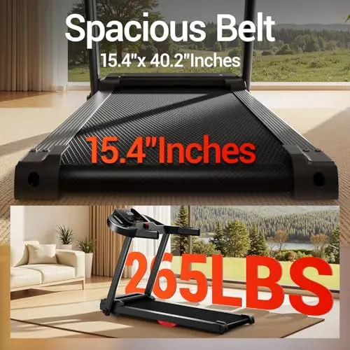 CURSOR FITNESS Treadmill for Home, 1-12KM/H Speed, 3.0HP Quiet Brushless Motor, 136KG Capacity, Foldable Walking Pad Treadmills Running Machine with Heart Rate Handle 5