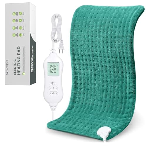 NOWWISH Heating Pad for Back Pain Relief & Period Cramps, 12x24 Inches Electric Heating Pad with 10 Heat Settings, Timer and Auto Shut-Off, Machine Washable, Valentines Day Gifts for Her, Green
