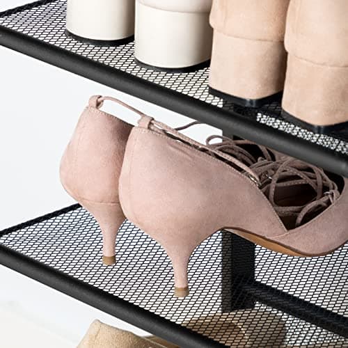 HOOBRO Shoe Rack for Entryway, 5-Tier Shoe Organizer with Adjustable Mesh Shelves, 16-20 Pairs of Shoes, Spacious Floor Mount, Metal, Industrial, Shoe Shelf for Closet, Rustic Brown BF12XJ01 6