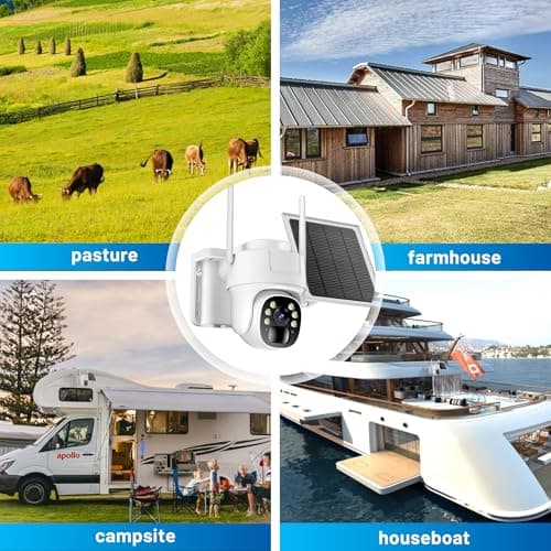 KKB 4G LTE Cellular Solar Security Cameras Wireless Outdoor, No WiFi Security Camera Built-in SIM Card, Unlimited Data, 2K HD Cam Color Night Vision, 355° Live View, PIR Motion Sensor, 2-Way Audio 9