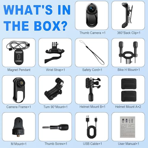 Mini Body Camera 1080P, 512G Thumb Vlogging Cam Hands-Free Recording, Action Camera with 360° Rotate Clip&Magnetic Clip, Wearable Video Recorder for Traveling/Motorcycle(SD Card Not Included) Black 9