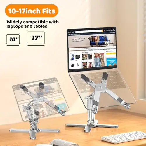 Moallia Laptop Stand with 360 Rotating Base, Computer Notebook Laptop Riser Metal Holder for Desk Collaborative Work, Fully Foldable for Easy Storage, Fits All MacBook, Laptops up to 16 inches 5