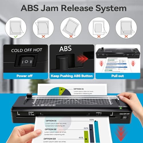 Laminator Machine A3 Laminating Machine with Built-in Trimmer, Fast Warm-up 13 Inch Cold and Thermal Lamination with 50 Laminating Sheets, 5-in-1 Portable Laminators for Home Office School Use 5