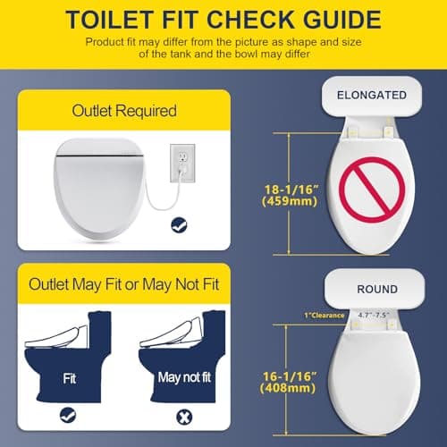 Aquonderful Bidet Toilet Seat, Round, Smart Unlimited Warm Water, Electronic Heated Toilet Seat with Remote Control, Turbo Wash, Dryer, Rear and Front Wash, Slow Closes, Night Light, White, 102DS-W 6