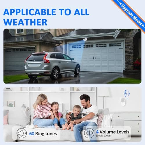Driveway Alarms Wireless Outside Weatherproof - Motion Sensor Alarms System Motion Detector Plug-in Receiver Loud Chimes Security Alert Monitor System 500FT Long Range Outdoor Detection 6
