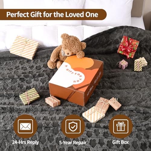 Bearhug Electric Blanket King Size 100" x 90", Dual Controller Heated Blanket, Grey Flower Patterns Faux Fur & Warm Sherpa, 10-Heat Levels & 1-12H Auto Off,ETL, Machine Washable 6