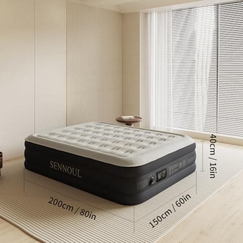 SENNOUL Air Mattress Queen with Built in Pump, Inflatable Mattress Blow Up Mattress 16 Raised Comfort,Upgraded Surface Portable Bed, Air Bed for Home, Guest, Camping, Colchone Inflable, 650 lbs 7