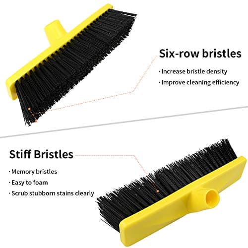 Push Broom Outdoor Indoor Broom 12" Wide,50" Long Handle with Stiff Bristles for Cleaning Scrubbing Deck Driveway Yard Patio Wood Stone Tile Floor 7