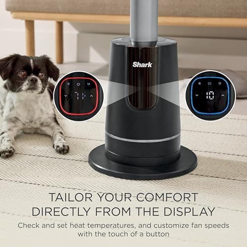 Shark TurboBlade Cool + Heat – 2-in-1 Bladeless Tower Fan & Space Heater for Customizable Year-Round Indoor Use, Bedroom, Living Room, & Office | Powerful Cooling + Rapid Room Heating, Charcoal, TH202 12