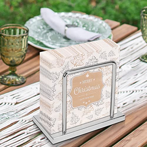Livabber Napkin Holder, Metal Napkin Storage Modern Freestanding Tissue Paper Dispenser for Table Kitchen Countertop (Metal Base, Chrome) 6