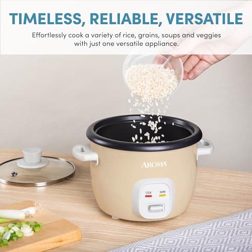 AROMA® Mini Rice Cooker, 2-Cup (Uncooked) / 4-Cup (Cooked), Grain Cooker, Soup Maker, Oatmeal Cooker, Auto Keep Warm, 1 Qt, Milk Tea color 5