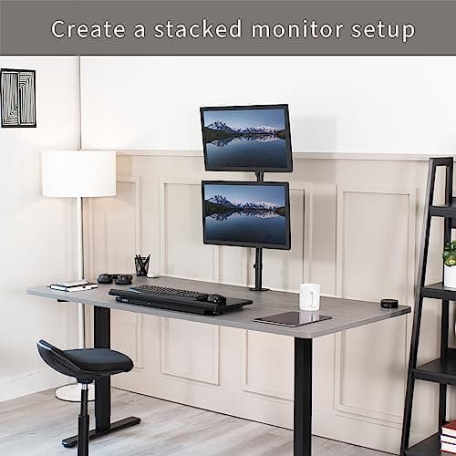 VIVO Dual Vertically Stacked Monitor Desk Mount, Extra Tall Adjustable Stand for 2 Ultrawides up to 34 inches, 22 lbs Capacity, Black, STAND-V002T 8