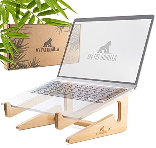 MY FAT GORILLA - Bamboo Laptop Stand, 10-15 inches, Universal Laptop Shelf, Ergonomic MacBook Holder, Laptop Riser for Desk