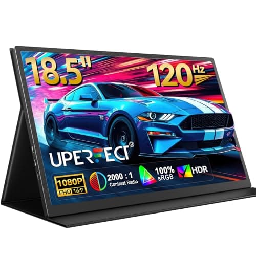 UPERFECT Portable Monitor 18.5" 120HZ 100% sRGB Portable Laptop Monitor w/VESA & Cover, FreeSync HDR Gaming Monitor, 350Nits USB-C & HDMI Travel External Second Screen for Laptop, PC, Game Consoles