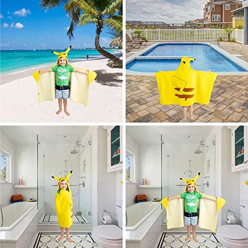 Pokemon Pikachu Bath and Beach Soft Cotton Terry Hooded Towel Wrap, 24" x 50", (Officially Licensed Product) by Franco 6