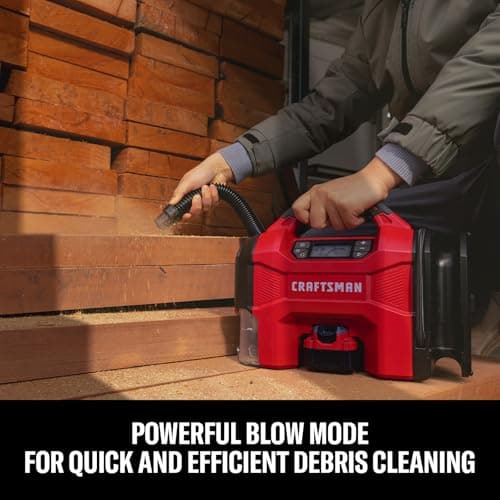 CRAFTSMAN 3-in-1 Tire Inflator, 160PSI Portable Air Compressor/Car Vacuum/Dust Blower, 20V Cordless & 12V Car Power, Air Pump with LED Light for Cars Trucks RV Tires (Battery Sold Separately) 6