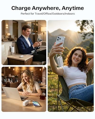 TORRAS EasyGo 3-in-1 Portable Charger Power Bank with Wall Plug & Retractable USB-C Cable, Fast Charging 10000mAh Battery Pack for iPhone 17/16/15, Samsung, Laptop, MacBook - Travel Essential 6