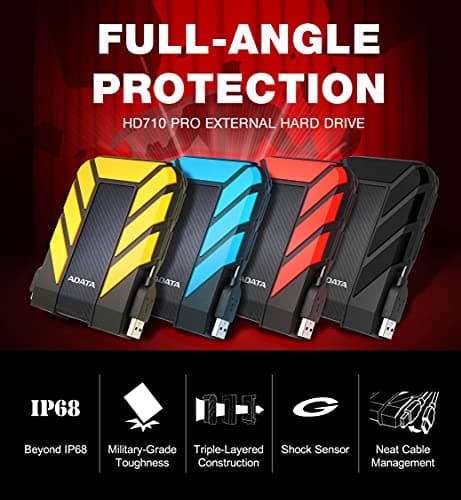 ADATA HD710 Pro - 4 TB External Hard Drive - Shockproof, Waterproof & Dustproof - Durable Storage - For Gamers, Students & Professionals - Mac, PC & Linux Compatible - Black - AHD710P-1TU31-CBK 9
