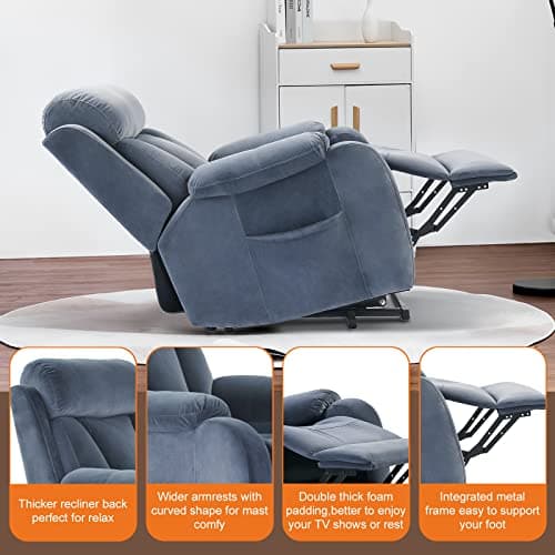 DAZONE Grey Small Power Lift Recliner Chair for Elderly - Quiet Motor Electric Recliner with Overstuffed Comfort with Space-Saving Design for Living Room, Bedroom 8