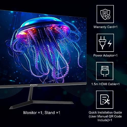 SANSUI 24 inch Monitor, IPS Display Computer Monitor with Built-in Speakers, 100Hz Monitor VESA Mount with HDMI Inputs, FHD Monitor for Home Office (ES-24x3A HDMI Cable Included) 8