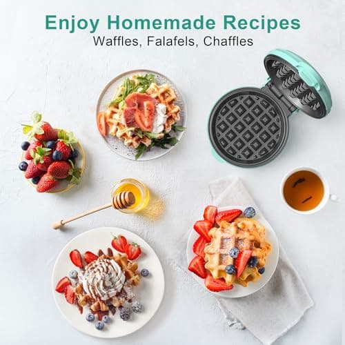 CROWNFUL Mini Waffle Maker, 4" Chaffle Maker with Compact Design, Easy to Clean, Non-Stick Surface, Recipe Guide Included, Perfect for Breakfast, Dessert, Sandwich, or Other Snacks 6