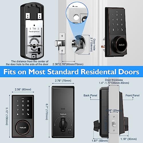 AppLoki Smart Lock, Keyless Entry Door Lock with Bluetooth/Alexa Voice Control, Touchscreen Keypad Deadbolt APP, E-Key, Code, Key, Auto-Lock, Front for Home Apartment Hotel 6