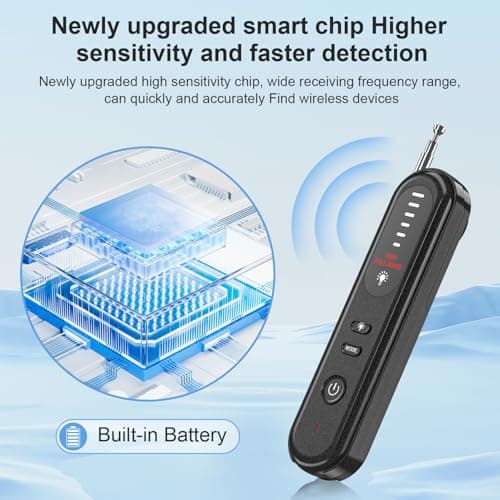 Aleanu Hidden Camera Detector, 2025 Hidden Bug and Device GPS Detector for Trave, Hotels, Home, Office, 6 Levels Sensitivity 7