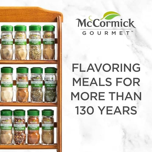 McCormick Gourmet Three Tier Wood 24 Piece Organic Spice Rack Organizer with Spices Included, 27.6 oz 18