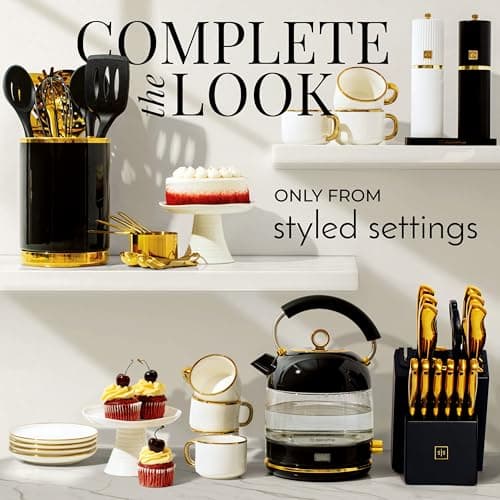 Glass Electric Kettle No Plastic, Stainless Steel, Auto Shut Off and Keep Warm Function - Black and Gold Tea Kettle with Temperature Control – 1500W Fast Hot Water Boiler for Coffee and Tea 8