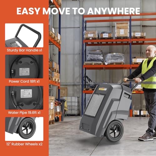 Abestorm Commercial Dehumidifier with Pump Drain Hose, 180 Pints Large Capacity Industrial Dehumidifier for Basements, Garages, Job Sites, 5 Years Limited Warranty, Grey 6