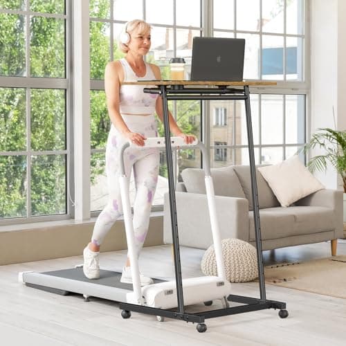 Eocnrhe Treadmill Desk, Mobile Small Standing Desk with Wheels for Walking Pad, Portable Table for Laptop, Rolling Table Adjustable Height, Bedside Table 6