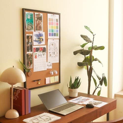 Starhali 24x36 Inch Cork Bulletin Board for Wall with Black Wood Frame | Modern Pin Board for Office & Home | Includes 20 Push Pins & Mounting Hardware 5