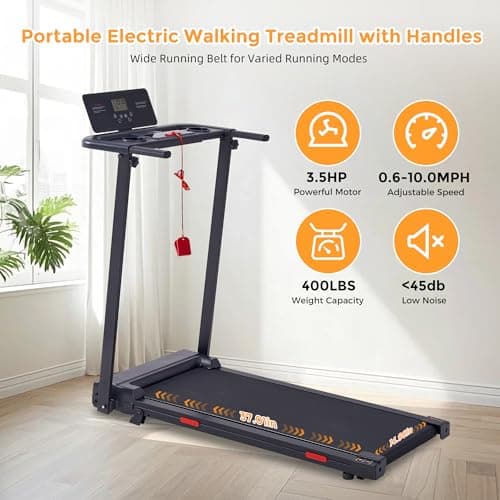 Portable Walking Pad Treadmill with Handle Bar, 3.0HP Electric Home Small Walking Pads Treadmills with Handles for Small Spaces, 0.6-6.2MPH Under Desk Treadmill for Home Office Small, 320LBS 9